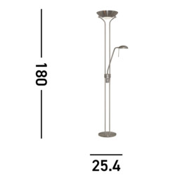 2 Light Mother and Child Floor Lamp Uplighter Satin Silver, G9 - thumbnail 3