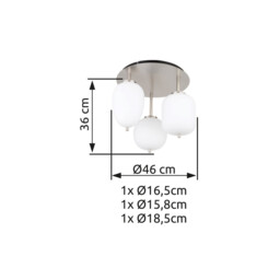 Blacky I Globe Ceiling Light Nickel Matt Opal Glass Shade 3x E14 - thumbnail 5
