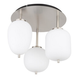 Blacky I Globe Ceiling Light Nickel Matt Opal Glass Shade 3x E14 - thumbnail 2