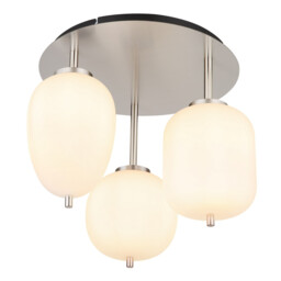 Blacky I Globe Ceiling Light Nickel Matt Opal Glass Shade 3x E14 - thumbnail 1