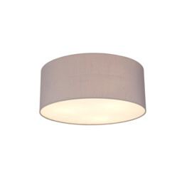 Baymont White 3 Light E27 Universal Flush Ceiling Fixture With 50cm x 20cm Faux Silk Shade, Grey/White Laminate - thumbnail 1