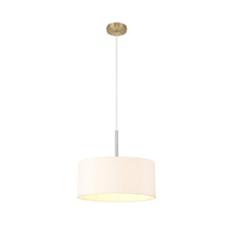 Baymont Antique Brass E27 Single Pendant With 40cm x 18cm Dual Faux Silk Shade, Nude Beige/Moonlight - thumbnail 5