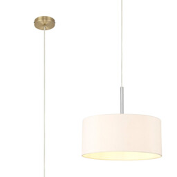 Baymont Antique Brass E27 Single Pendant With 40cm x 18cm Dual Faux Silk Shade, Nude Beige/Moonlight - thumbnail 1