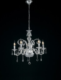5 Light Chandeliers Chrome, Crystal 66x65cm
