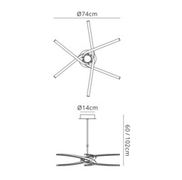 Knot Semi Flush Ceiling 45W LED Curved Arms 3000K, 3150lm, Silver, Frosted Acrylic, Polished Chrome - thumbnail 2