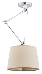 Zakyntos Cylindrical Pendant Ceiling Light Beige, Chrome