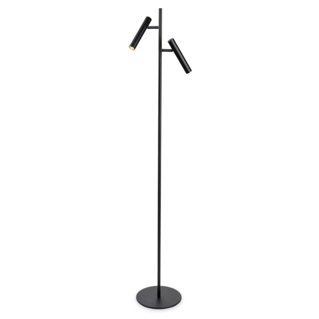 Aspen Floor Lamp Black 2x6w LED 708lm 2700K Push Button Dimmer