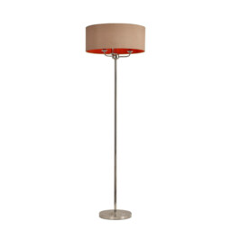 Banyan 3 Light Switched Floor Lamp With 50cm x 20cm Dual Faux Silk Shade, Antique Gold/Ruby Polished Nickel/Antique Gold