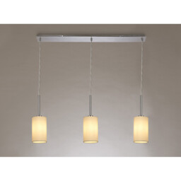 Baymont Polished Chrome 3 Light E27 Linear Pendant, With 12cm x 20cm Faux Silk Shade, Ivory Pearl/White Laminate - thumbnail 2