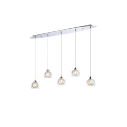 Talia Pendant Linear, 5 Light G9, Polished Chrome/Silver/Clear Glass