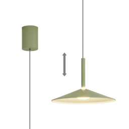 Calice 32cm Rise And Fall Pendant, 9W LED, 3000K, 800lm, Green/White, 3yrs Warranty - thumbnail 1