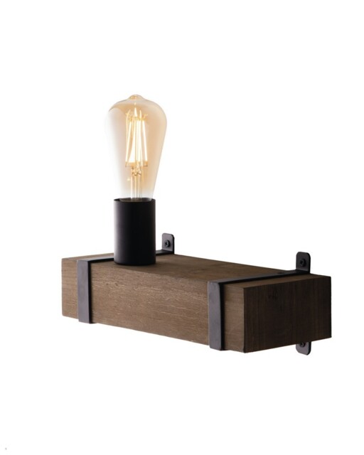 Texas Wall Light, Dark Brown, Antique Wooden, E27