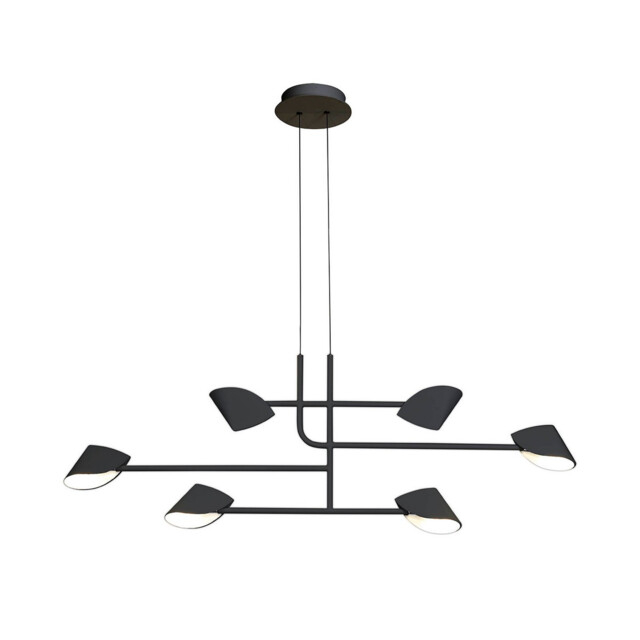 Capuccina 6 Light Linear Pendant, 45W LED, 3000K, 3100lm, Black, 3yrs Warranty - image 1