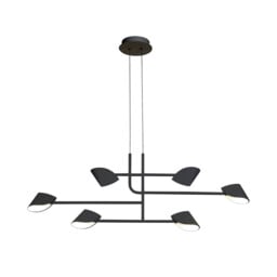 Capuccina 6 Light Linear Pendant, 45W LED, 3000K, 3100lm, Black, 3yrs Warranty - thumbnail 1