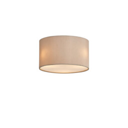 Baymont White 3 Light E27 Flush With 30cm x 17cm Dual Faux Silk Shade, Nude Beige/Moonlight - thumbnail 1