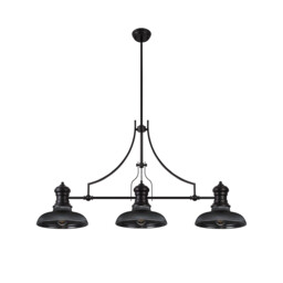Cairo 3 Light Linear Ceiling Pendant E27 With 30cm Round Glass Shade, Matt Black, Smoked - thumbnail 5