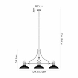 Cairo 3 Light Linear Ceiling Pendant E27 With 30cm Round Glass Shade, Matt Black, Smoked - thumbnail 2