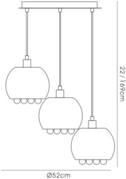 Pandora Ceiling Cluster Pendant 3 Light E14 Round Mirrored Glass, Polished Chrome, Clear Glass - thumbnail 3