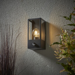 Breton Outdoor Box Lantern Matt Black with PIR Motion Sensor, IP44 - thumbnail 3