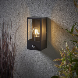 Breton Outdoor Box Lantern Matt Black with PIR Motion Sensor, IP44 - thumbnail 2