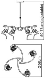 Dali Telescopic Ceiling Pendant Semi Flush Convertible 4 Light G9, Polished Chrome - thumbnail 2