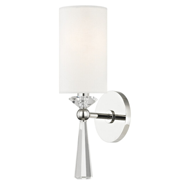 Birch 1 Light Wall Sconce Polished Nickel, Linen