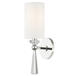 Birch 1 Light Wall Sconce Polished Nickel, Linen