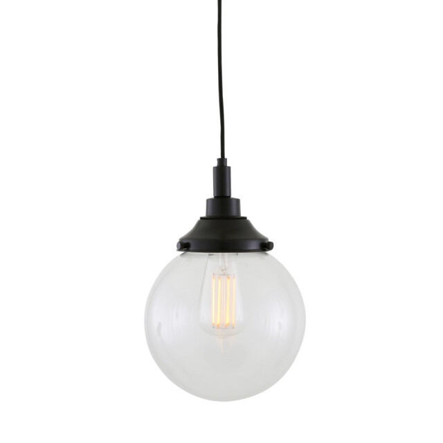 Laguna Bathroom 20cm Globe Pendant, Matt Black, IP44 - image 1