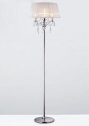 Olivia Floor Lamp with White Shade 3 Light Polished Chrome, Crystal - thumbnail 2