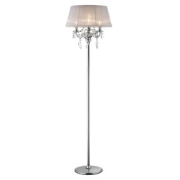Olivia Floor Lamp with White Shade 3 Light Polished Chrome, Crystal - thumbnail 1