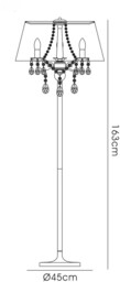 Olivia Floor Lamp with White Shade 3 Light Polished Chrome, Crystal - thumbnail 3
