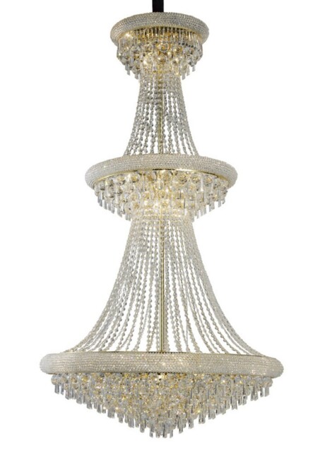 Alexandra Ceiling Pendant Chandelier 3 Tier 29 Light French Gold, Crystal - image 1