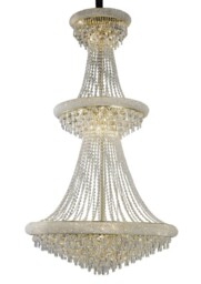 Alexandra Ceiling Pendant Chandelier 3 Tier 29 Light French Gold, Crystal - thumbnail 1