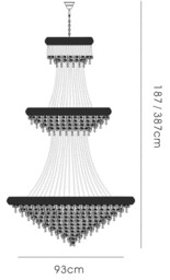 Alexandra Ceiling Pendant Chandelier 3 Tier 29 Light French Gold, Crystal - thumbnail 3