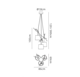 Sabina Ceiling Pendant 3 x E27 (Max 40W), Imitation Wood, Linen Shade - thumbnail 2