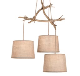 Sabina Ceiling Pendant 3 x E27 (Max 40W), Imitation Wood, Linen Shade - thumbnail 5
