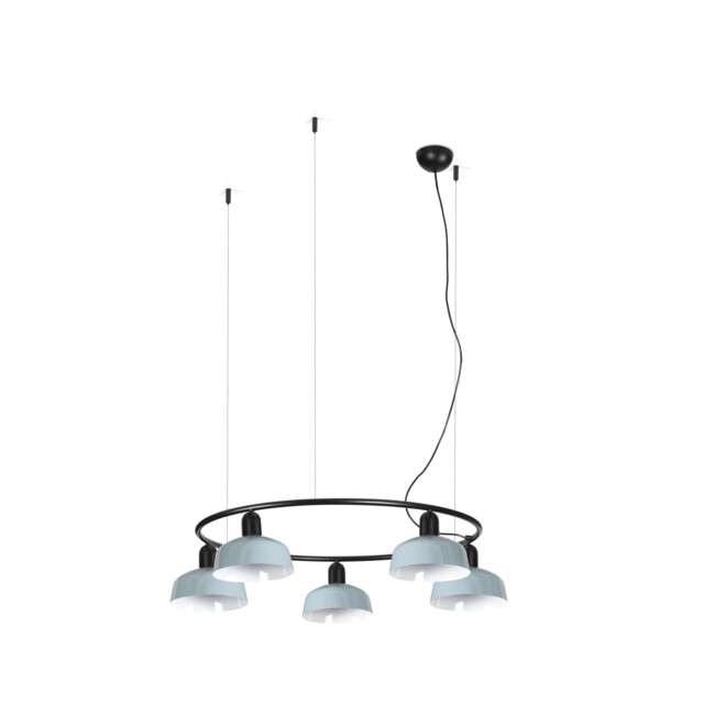 Tatawin Small Pendant Ceiling Light Black, Gloss Grayish Blue 5x E27