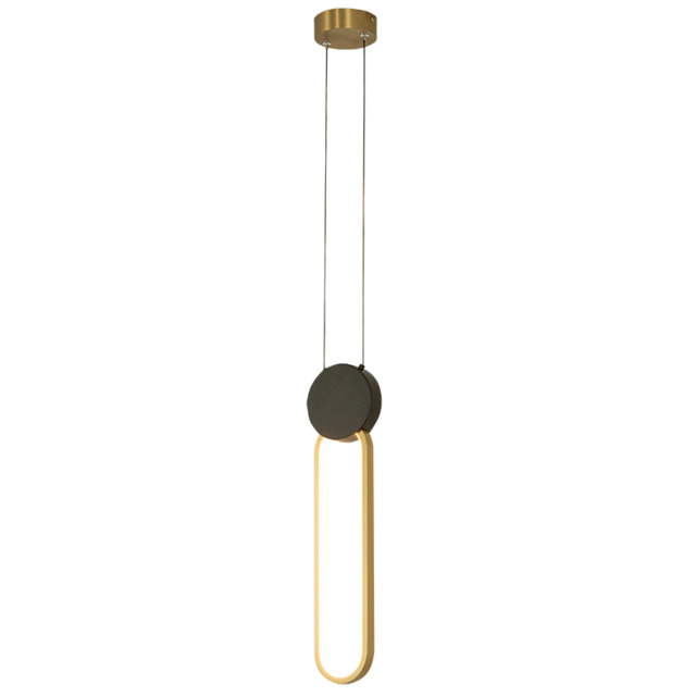 Viora 12.3cm Pendant Ceiling Light Black Matt-Gold Matt Ring LED 3000K Dimmable - image 1