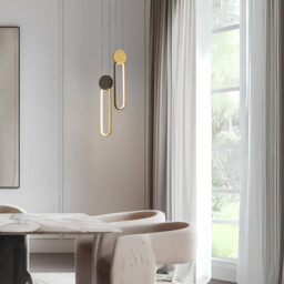 Viora 12.3cm Pendant Ceiling Light Black Matt-Gold Matt Ring LED 3000K Dimmable - thumbnail 2