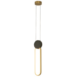 Viora 12.3cm Pendant Ceiling Light Black Matt-Gold Matt Ring LED 3000K Dimmable - thumbnail 1