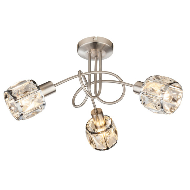 Kris Multi Arm Semi Flush Ceiling Lamp Nickel Matt 3x E14 - image 1