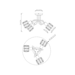 Kris Multi Arm Semi Flush Ceiling Lamp Nickel Matt 3x E14 - thumbnail 5