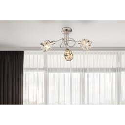 Kris Multi Arm Semi Flush Ceiling Lamp Nickel Matt 3x E14 - thumbnail 3