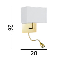Hotel Wall Lamp- Satin Brass Metal & White Fabric Shade - thumbnail 5