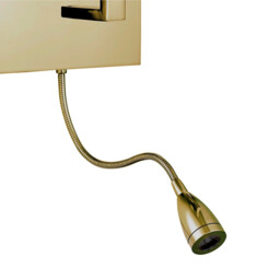 Hotel Wall Lamp- Satin Brass Metal & White Fabric Shade - thumbnail 3