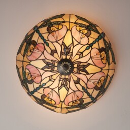 Ashton 2 Light Large Ceiling Flush Light Dark Bronze, Tiffany Glass, E27 - thumbnail 5
