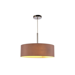 Baymont Polished Chrome 3 Light E27 Single Pendant, With 45cm x 15cm Dual Faux Silk Shade, Taupe/Halo Gold - thumbnail 5