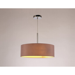 Baymont Polished Chrome 3 Light E27 Single Pendant, With 45cm x 15cm Dual Faux Silk Shade, Taupe/Halo Gold - thumbnail 2