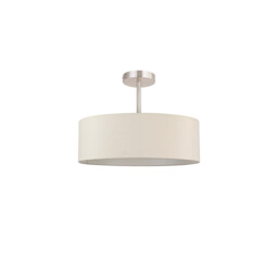 Baymont Satin Nickel 5 Light E27 Semi Flush Fixture, With 45cm x 15cm Faux Silk Shade, Ivory Pearl/White Laminate - thumbnail 5