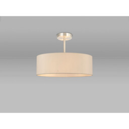 Baymont Satin Nickel 5 Light E27 Semi Flush Fixture, With 45cm x 15cm Faux Silk Shade, Ivory Pearl/White Laminate - thumbnail 2
